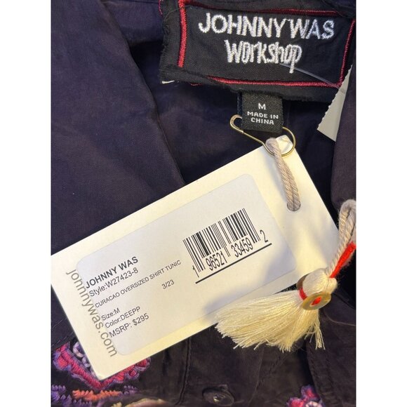 NWT Johnny Was Purple Embroidered Curacao Oversized Shirt Tunic Button Front M - Picture 6 of 6
